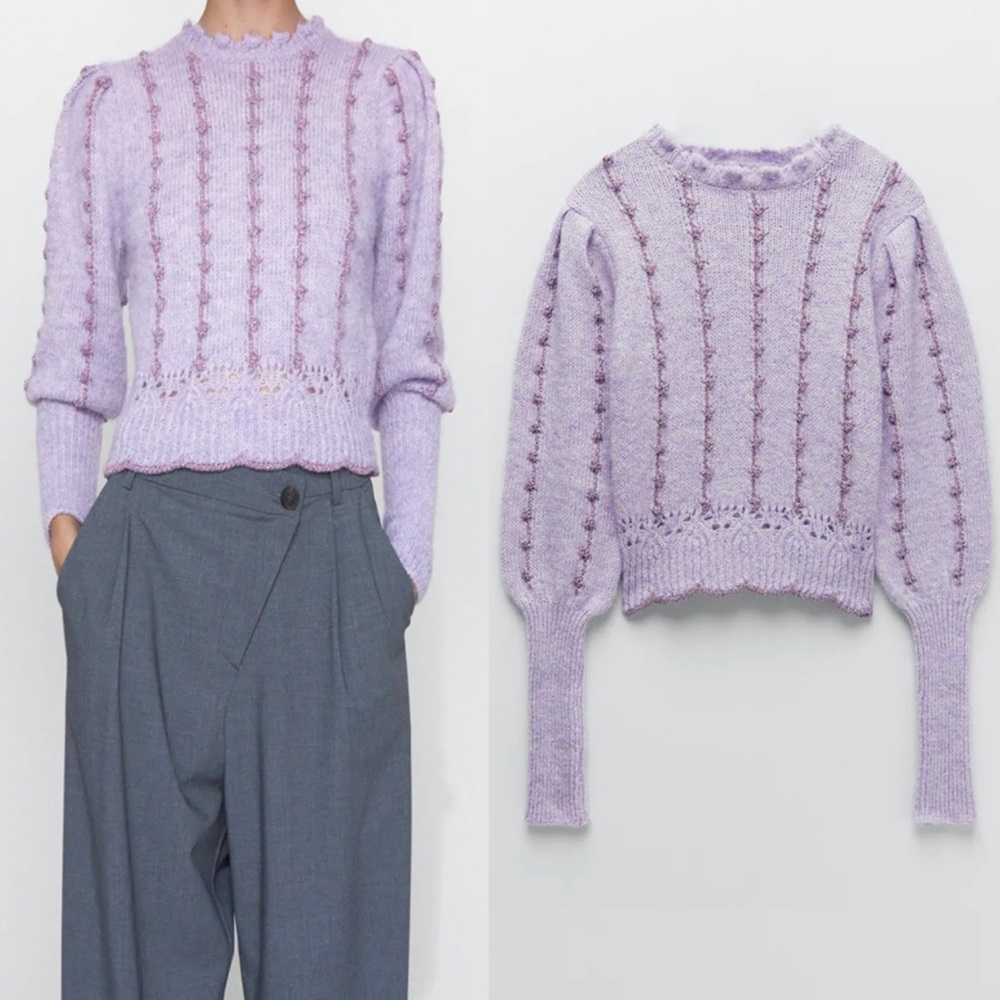ZARA Metallic Thread Knit Sweater. Size Small.